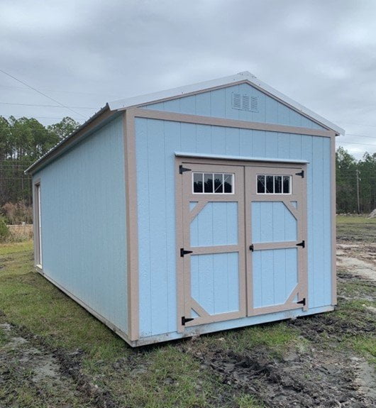 Custom storage shed built by Coastal Portable Buildings in Starke, FL.