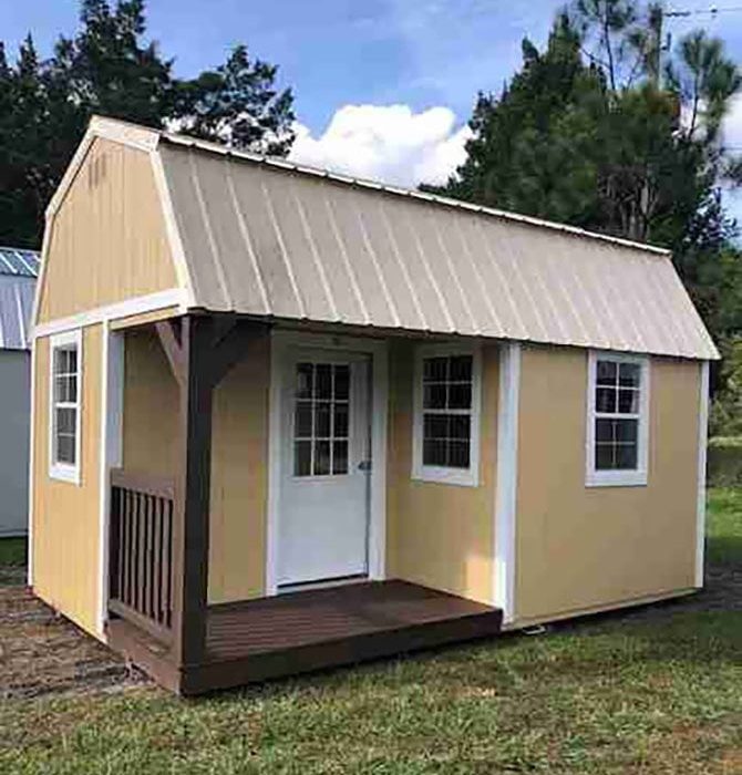 Coastal Portable Building Manufacturers - Florida - Lofted Corner Porch Cabins